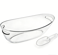 Ensemble de seau à glace en plastique de qualité alimentaire sans BPA en forme de bateau avec pelle à glace assortie |   Résistant aux chocs, transparent, capacité de 5 L, écologique