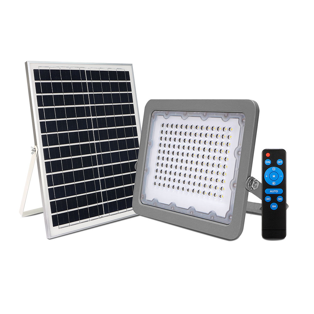 KCD professional manufacture adjustable led remote solar flood light with charge time indicator