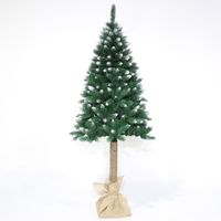 Weißer beflockter Weihnachtsbaum mit Naturholzstamm, verschneiter Kiefer, Jutebasis für Heim-, Hotel- und Einkaufszentrum-Dekoration