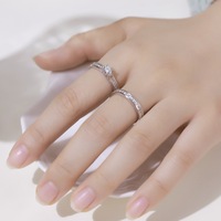 Bague de fiançailles 2-en-1 en argent sterling S925, moissanite ronde couleur D VVS1, sertie à griffes, plaquée rhodium, certifiée GRA