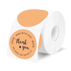 Fabricante Profesional de Etiquetas Adhesivas Redondas Personalizadas con Mensaje de Agradecimiento, Diseño a Color Hecho con Amor para Empaque de Regalos - Product Image 1