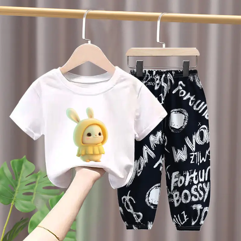 Baby Leisure Suit Wholesales Street Clothing Boys and Girls Summer Wear Thin Short Sleeve Pants Baby Leisure Suit