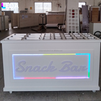Chariot de bar mobile pliable en PVC blanc LEDA, table d'appoint, chariot à nourriture pour mariage, anniversaire, baby shower, banquet, événements