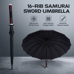 Nuevo Paraguas Samuri con Mango Recto, Tela Premier Pongee de 16 Varillas, Venta al Por Mayor, Personalizable en Varios Colores - Product Image 2