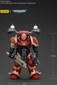JOYTOY <span class=keywords><strong>Warhammer</strong></span> <span class=keywords><strong>40K</strong></span> World Eaters Khorne Berzerker avec Eviscerator Chainsword, figurine de collection à l'échelle 1/18, 4,96 pouces - Product Image 2