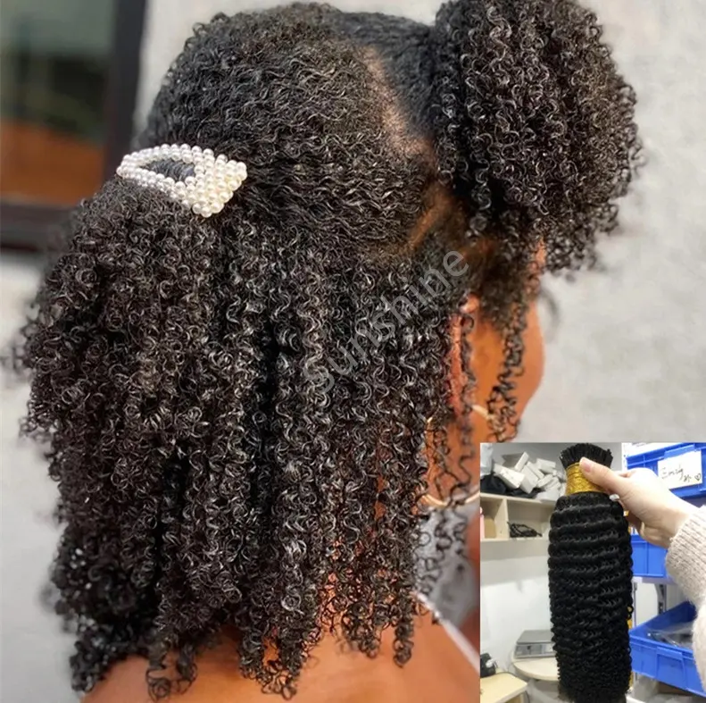 3b-extensiones de cabello rizado afro sin procesar, mechones sin procesar, Punta microlink, para itip hair