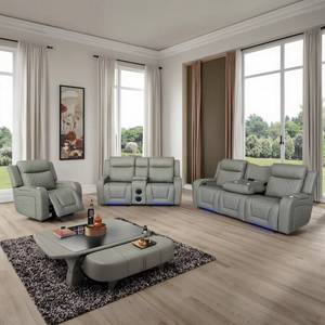 Moderno Conjunto de Sillones Reclinables Eléctricos Más Vendido, Plegable, Bluetooth, Carga Inalámbrica, Cuero Sintético Duradero, Extensible, Madera y - Product Image 2