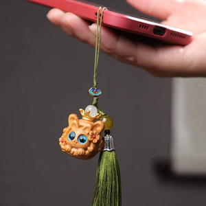 Sandalwood Carved Rabbit Sachet Pendant 2.6cm Chinese Style Phone Charm Keychain With Tassel And <b>Scented</b> <b>Balls</b> - Product Image 1