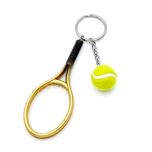 Simulated Tennis Keychain Pendant Sports Tennis Key Ring Gift <b>Mini</b> Tennis Racket Hanging Ornament - Product Image 4