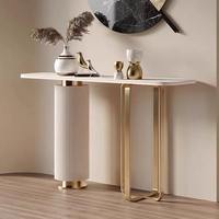 Table console moderne en pierre frittée avec pieds en métal, meuble d'entrée pour salon, couloir, hôtel
