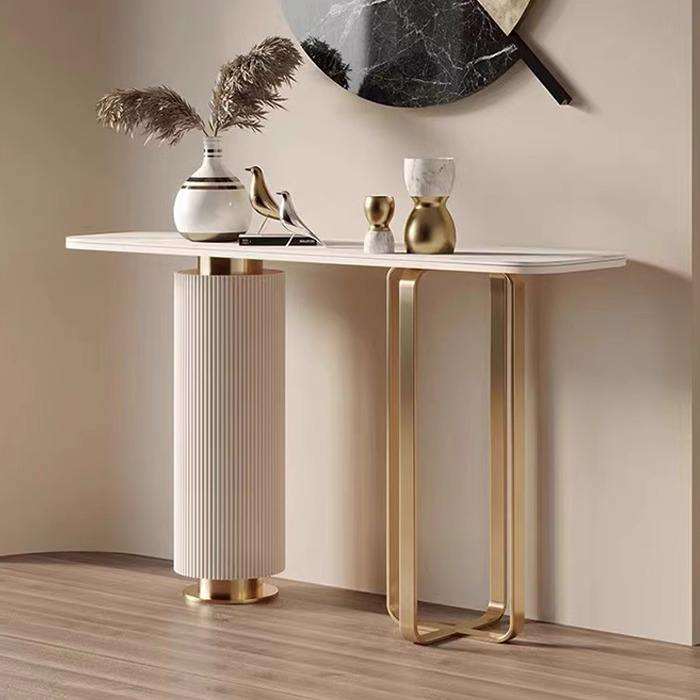 Modern Table Top Pattern Modern Sintered Stone Console Table Metal Leg Entryway Furniture for ...