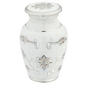 Urnes de souvenir en laiton de perle blanche classique pour la boîte de velours libre de cendres - Product Image 1