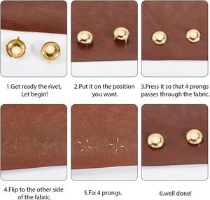 GORGECRAFT Pcs Round Dome Studs Nailheads Gold Metal Brass Mm Inch Claw Beads Spike Studs Spots Leathercraft Rivets <b>Purse</b> Hardwa - Product Image 5