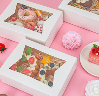 Boîtes de papier de boulangerie blanches de 12x5.5x2.5 pouces avec fenêtre Cookie Chocolat Fraise Dessert et beignets Boîtes à tartes pour gâteaux