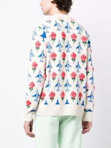 Pull Homme Pull Jacquard Motif Avion Fleur Pull Tricoté Manches Longues Col Rond Pull Coton Homme - Product Image 4