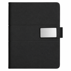 Carnet relié A5 Aurelux professionnel bleu marine avec fermeture à plaque métallique, agenda élégant pour réunions d'affaires et planification quotidienne - Product Image 4