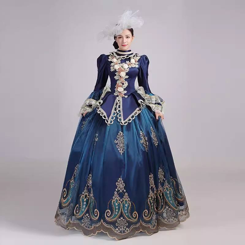 中世のドレス ロココ バロック マリー・アントワネット ブルー ボール