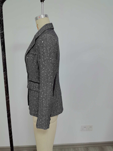 Women's Single Breasted Sparkle Suit Jacket with <strong>Elbow</strong> <strong>Patch</strong> V-Neck Professional Jacket <strong>Blazer</strong> for Manager Office - Product Image 6