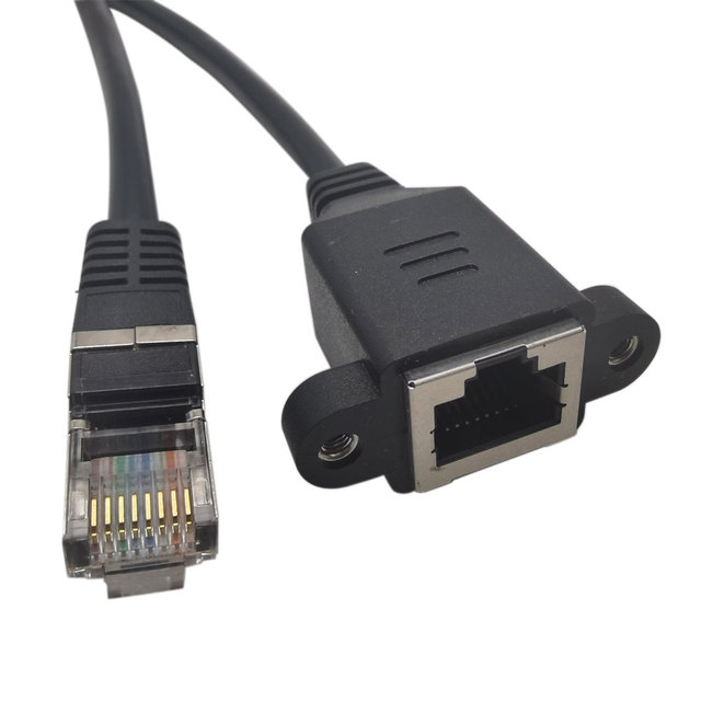 Cat6e RJ45 M/F Shielded Ethernet Network Screw Panel Mount Extension Cable