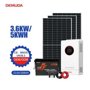 Kit de système solaire DEMUDA 3KW 3000W 3.6kw 5kwh avec onduleur, batterie au lithium, système d'énergie solaire hors réseau pour le stockage d'énergie domestique - Product Image 1