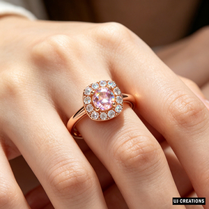 Rose Gold Morganite Engagement <b>Ring</b> Round Brilliant Cut Prong Setting Women's Romantic Style - Product Image 4