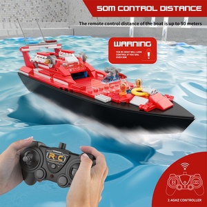 Flytec V102 Fire Rescue, Barco de Bloques de Construcción 2 en 1, Control Remoto 2.4G STEM, Barco de Velocidad con Cable USB, Alcance de 50m, Juguete Listo para Usar - Product Image 5