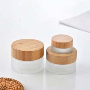 Envase de Vidrio Esmerilado Ecológico de 5g 10g 15g 20g 30g 50g 100g para Crema Cosmética con Tapa de Bambú y Logotipo Personalizado Serigrafiado - Product Image 3