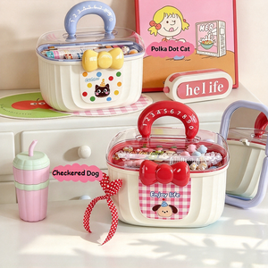 Caja de Almacenamiento de Plástico Minimalista de Doble Nivel Grande con Tapa para Joyas y Accesorios, Organizador Portátil de Mano - Product Image 5