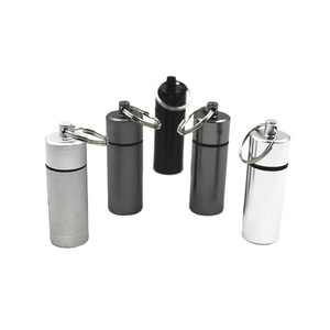 Wholesale Vintage Custom Lightweight Fashion Trend <b>Mini</b> Pill Container Keychain Bottle Multi-Functional Keyrings Metal Pill Box - Product Image 1