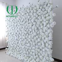 Backdrop Bunga Mawar Artifisial 3D 5D Putih Elegan Grosir 8x8 untuk Dekorasi Pesta, Thanksgiving, dan Pernikahan