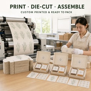 Boîte à dragées en papier semence avec bande décorative et carte de remerciement, thème Romance Française, imprimée sur mesure, ensemble de mariage plantable - Product Image 5