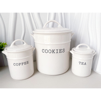 Vente en gros de contenants de rangement pour ustensiles de cuisine de couleur personnalisée, boîtes à thé, à café et à sucre, ensemble de 3 boîtes en céramique