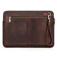 14 pulgadas Apple Laptop Bag Vintage cuero genuino cremallera funda protectora de mano