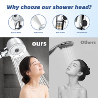 Pommeau de Douche Premium 7 Fonctions à Microbulles Nano Haute Pression avec Filtre et Jet Arrière pour Soin de la Peau, Pulvérisateur Chromé pour Salle de Bain Moderne