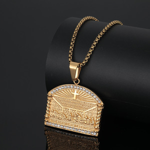 ฮิปฮอปเย็น CZ พระกระยาหารมื้อสุดท้ายคริสเตียนกันน้ำไม่เสื่อมเสียเครื่องประดับสแตนเลสสร้อยคอผู้ชายผู้ชายผู้ชาย - Product Image 6