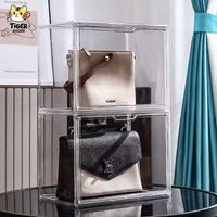 Boîte de présentation pour sacs à main et cadeaux TGYW, boîte de présentation anti-poussière pour sacs à main, bacs et boîtes de rangement en plastique transparent avec porte magnétique