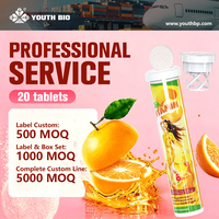 Comprimés effervescents de Vitamine C Pure Superfood Matrix Elemental Shield pour les Commuters, Marque Privée, Vente en Gros, 1000mg, 20 Comprimés