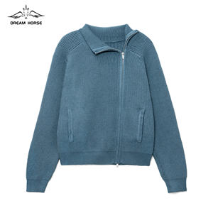 AiNear venta al por mayor logotipo personalizado diseño Oem & Odm manga larga bolsillo cremallera cuello alto <span class=keywords><strong>azul</strong></span> <span class=keywords><strong>marino</strong></span> hombres algodón punto cárdigan suéter - Product Image 1