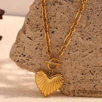Collar con Cierre OT Chapado en Oro de 18K, Collar con Colgante de Cruz de Acero Inoxidable Resistente al Agua, Joyería de Verano Moderna para Mujer, Personalizable