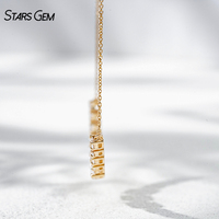 Collana Trendy da Donna StarsGem in Oro Massiccio 18K Placcato Rodio con Diamante Coltivato in Laboratorio Bianco Colore D Taglio Ovale a Griffe 3.6g