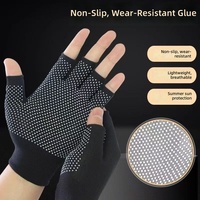 Sarung Tangan Kerja Setengah Jari Industri Nilon Berbintik Anti Selip Pergelangan Rajut Bernapas Bebas Lateks Bebas Silikon 24CM Pelindung