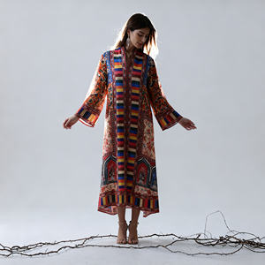 Robe Abaya élégante de haute qualité en polyester avec strass thermocollants, nouveau style personnalisé pour femmes musulmanes - Product Image 3