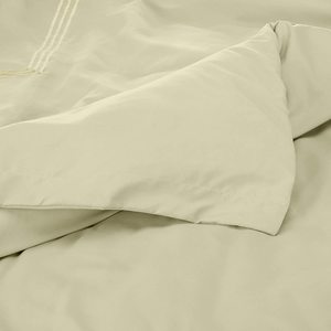 Set Copripiumino <span class=keywords><strong>Matrimoniale</strong></span> in Cotone Satinato 100% 300TC, <span class=keywords><strong>Elegante</strong></span> Bordo Ricamato a Doppia Linea, Stile Lusso Hotel, Bianco Tinta Unita, 4 Pezzi - Product Image 3