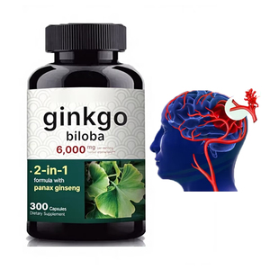 Capsules de feuilles de Ginkgo Biloba 500 mg par portion, 60 capsules, compléments alimentaires à base de plantes de qualité alimentaire pour adultes - Product Image 1