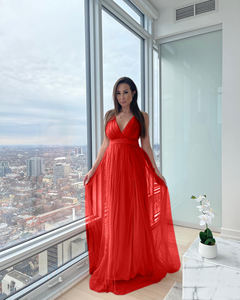 Nouvelle <span class=keywords><strong>robe</strong></span> de soirée élégante pour femme, col en V profond, dos nu, sans manches, longue <span class=keywords><strong>robe</strong></span> en maille, <span class=keywords><strong>taille</strong></span> froncée, <span class=keywords><strong>robe</strong></span> de soirée contractuelle - Product Image 4