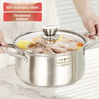 Marmite en acier inoxydable 304 avec couvercle en verre, double poignée, compatible induction, panier vapeur, pour cuisson domestique