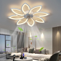 Moderno salón comedor control remoto ventiladores de techo de flores nórdicas con luces y control remoto