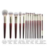 Kit de Maquillage Professionnel 15 Pièces Rose Doré Poils Synthétiques Manche en Bois Végan Premium pour Anti-cernes, Crayon à Lèvres et Fond de Teint