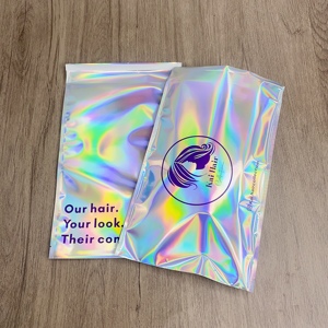 ซองพลาสติกโฮโลแกรมสีรุ้งแบบกำหนดเอง - ถุงจัดส่งสีรุ้งแบบปิดผนึกเองสำหรับต่อผมและผลิตภัณฑ์ความงาม - Product Image 4