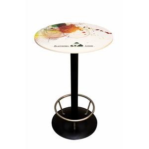 Tavolo alto Zenit, smontato, con piano stampato ø 70 cm, base V2A. - Product Image 1